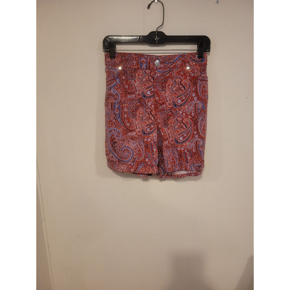 Women's Bandalino Shorts Size 14 Red Blue Paisley Print